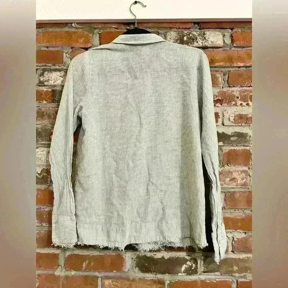 Sundance Pinstripe Fringe Button Down Long Sleeve Shirt Size S - Picture 6 of 6